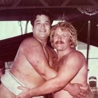 John Jacques (right) poses with college champion Shizuo Ogata, the future Amanoyama, at a 1975 tournament in Hawaii. | COURTESY OF JOHN JACQUES
