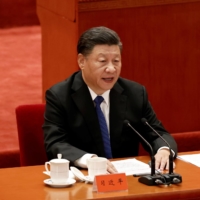 Chinese leader Xi Jinping speaks at a meeting commemorating the 110th anniversary of the 1911 uprising that toppled the last Qing emperor, at Beijing\'s Great Hall of the People on Saturday. | REUTERS