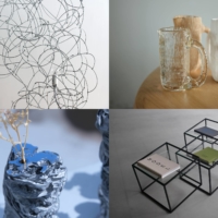 Works from the Kuradashi — The Archetypes creative market, clockwise from top left: “Bulge lines gray” by Norihiko Terayama; “Vannfall” works for Nedre Foss by Jin Kuramoto Studio; “A Different Corner” by Kazuhiro Yamanaka; and “Swirl” by we+.