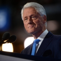 Former U.S. President Bill Clinton speaks at the Democratic National Convention at the Wells Fargo Center in Philadelphia in July 2016. | AFP-JIJI