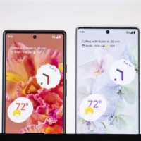 The Pixel 6 and 6 Pro smartphones are unveiled during a virtual launch event in New York on Tuesday.  | BLOOMBERG 