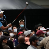Hideki Matsuyama tees off on the 17th hole during the first round of the Zozo Championship at Narashino Country Club in Inzai, Chiba Prefecture, on Oct. 21. | AFP-JIJI