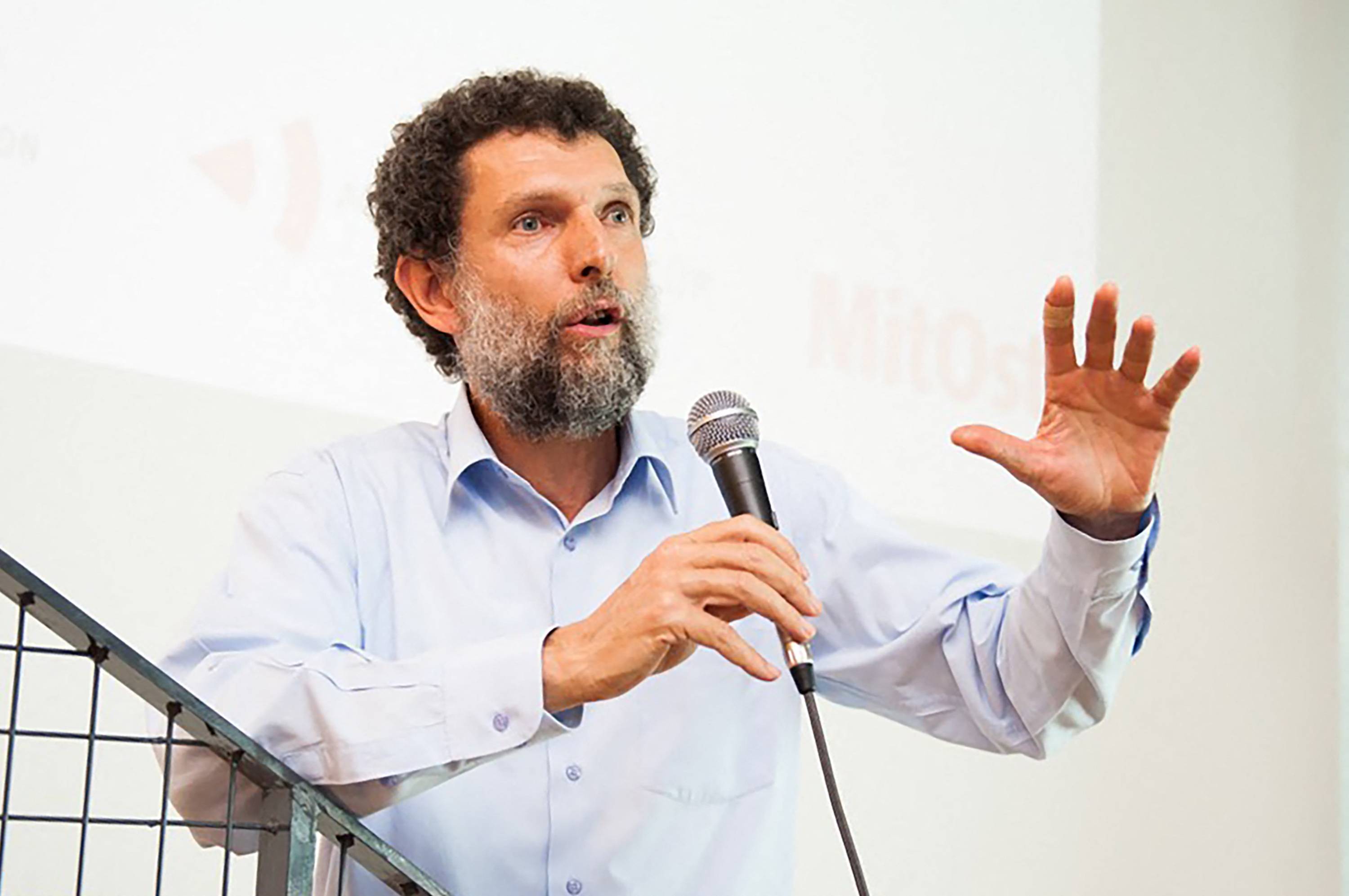 Parisian-born Turkish philanthropist Osman Kavala speaks during an event in Istanbul. | ANADOLU CULTURE CENTER / via AFP-Jiji