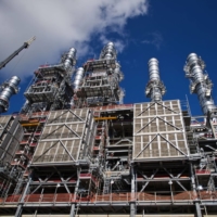 The Cheniere Energy Inc. liquefied natural gas export terminal stands under construction in Corpus Christi, Texas, in 2018. | BLOOMBERG