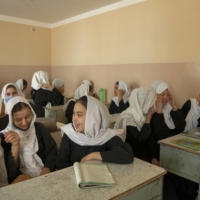 A classroom filled with female students at Fatima Balkh High School in Mazar-e-Sharif, a commercial hub in Afghanistan’s north | KIANA HAYERI / THE NEW YORK TIMES