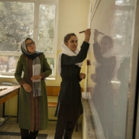 A 12th-grade math class for girls at Fatima Balkh High School in Mazar-e-Sharif, Afghanistan, on Oct. 9 | KIANA HAYERI / THE NEW YORK TIMES