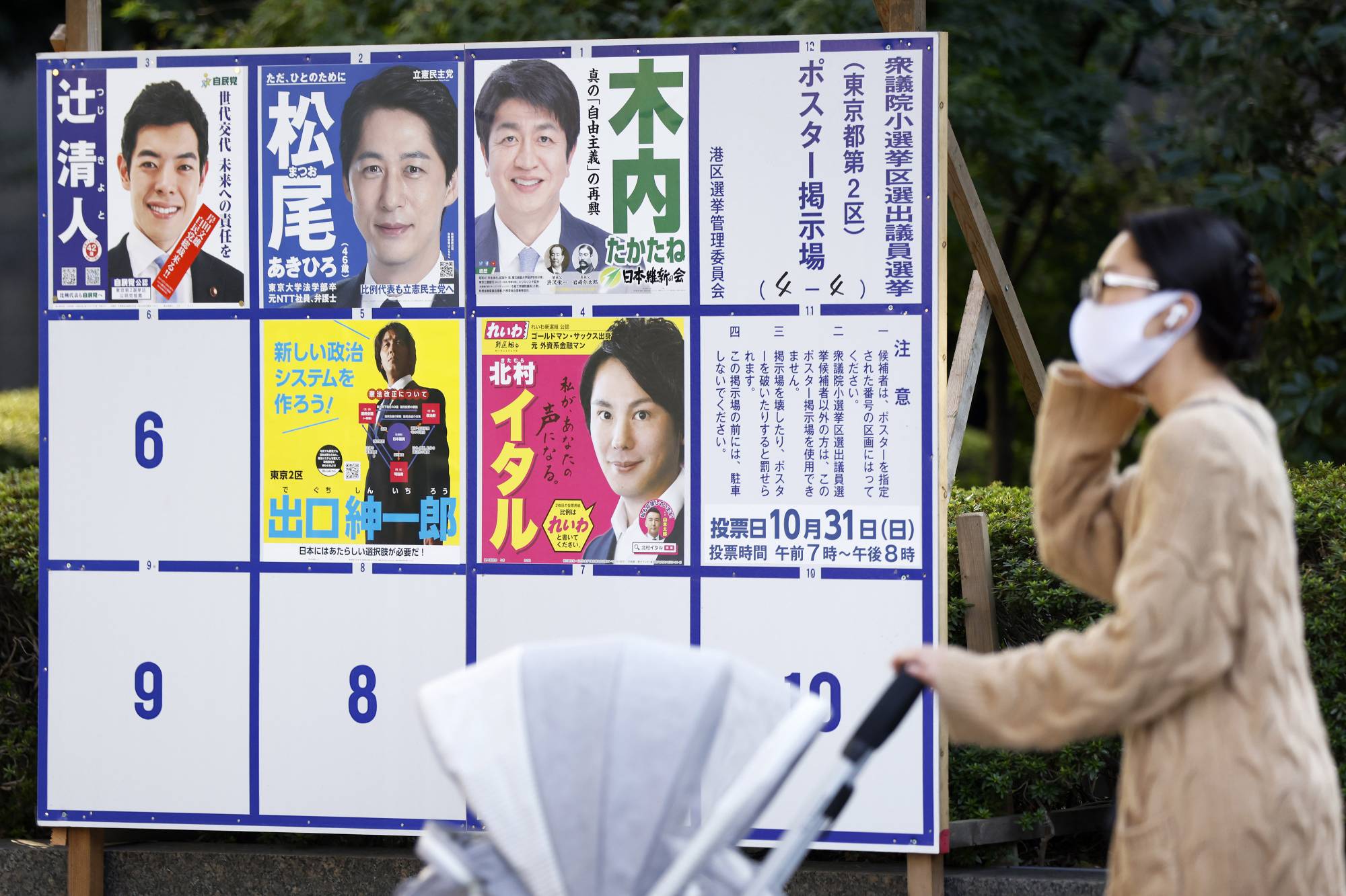 An election notice board displaying posters of candidates in Tokyo's Minato Ward on Thursday | Bloomberg