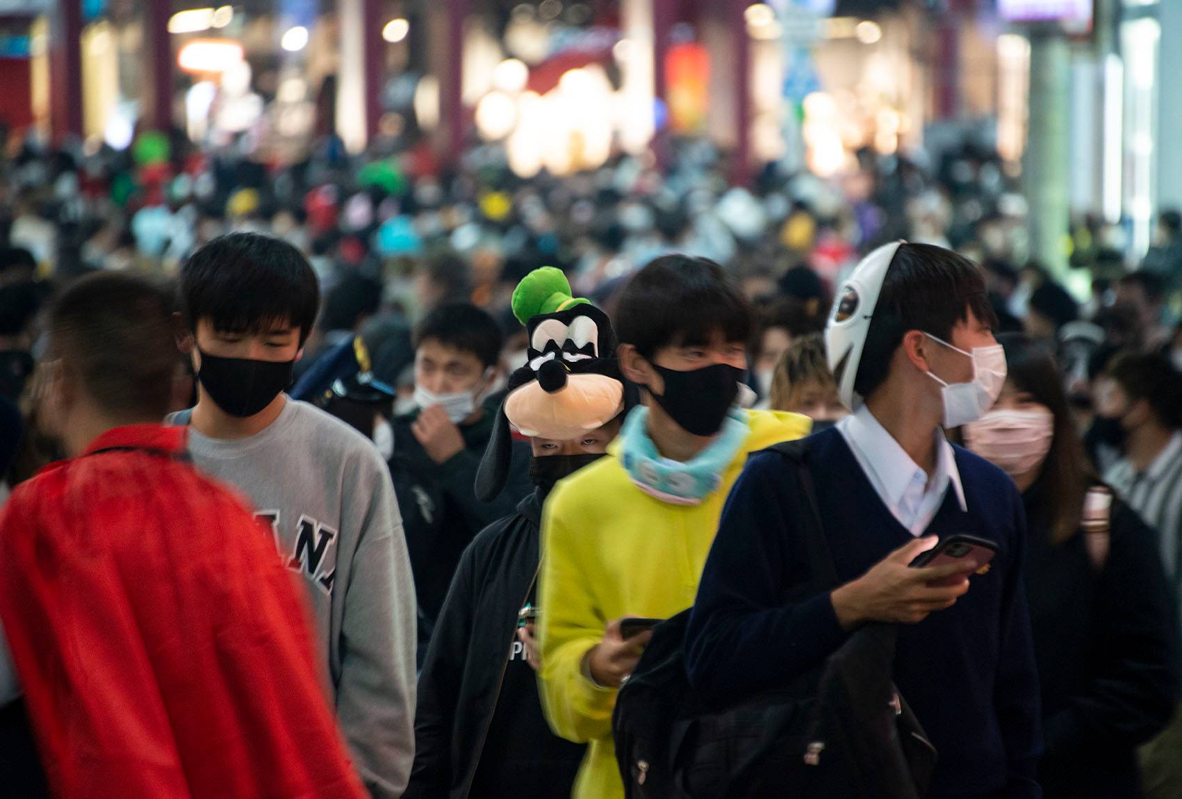 For some, Halloween in Shibuya involved putting on a store-bought mask or hat. For others, it meant spending months on a DIY costume. | ROB GILHOOLY