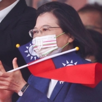 Taiwan\'s President Tsai Ing-wen applauds during the national day celebration in Taipei on Oct. 10. | REUTERS