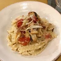 Mafaldini pasta with smoked mackerel and semidried tomato at Pastificio Sugino | ROBBIE SWINNERTON
