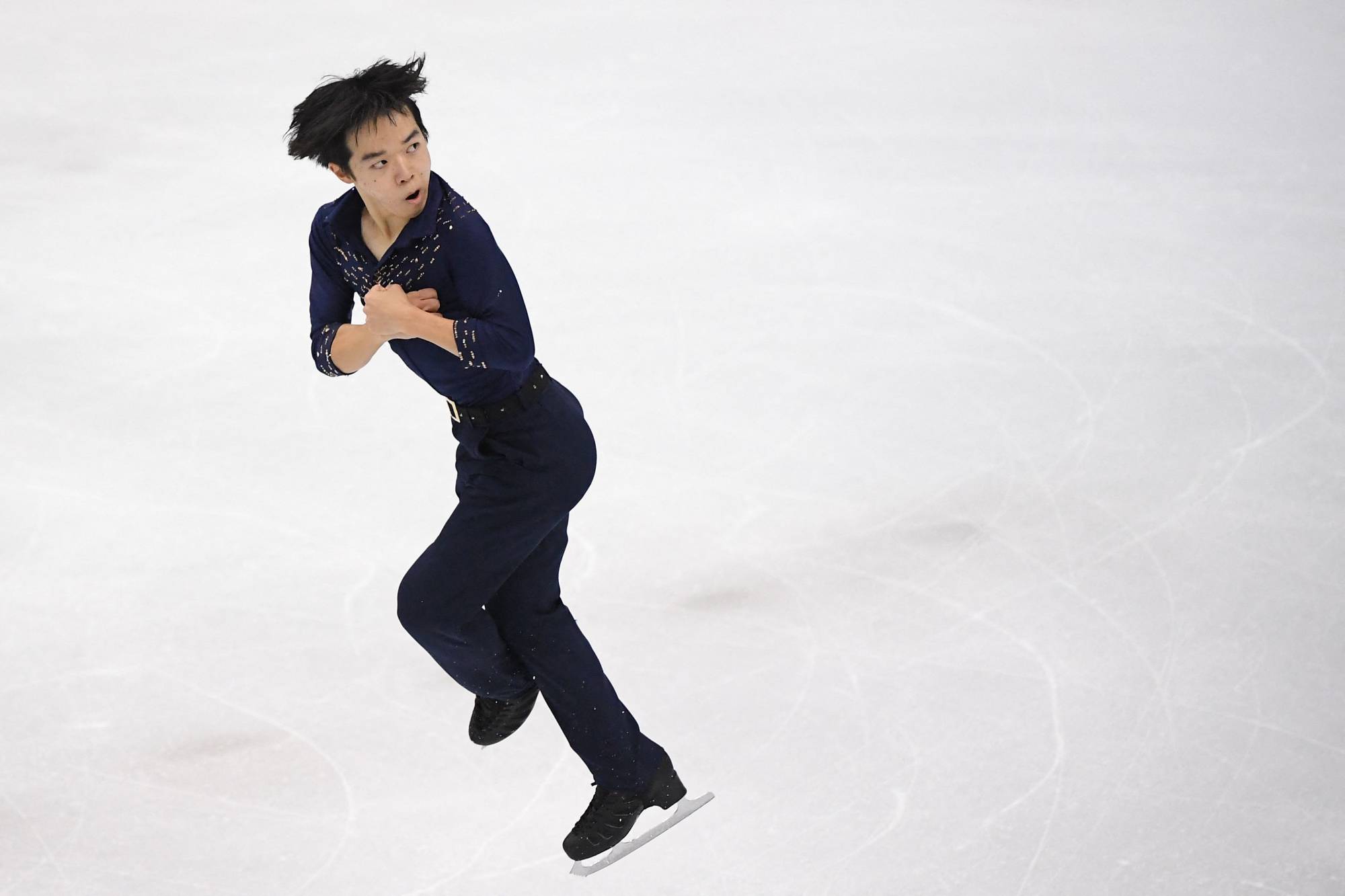 Japan's Yuma Kagiyama performs during the men's short program at the ISU Grand Prix Gran Premio d'Italia in Turin, Italy, on Friday. | AFP-JIJI