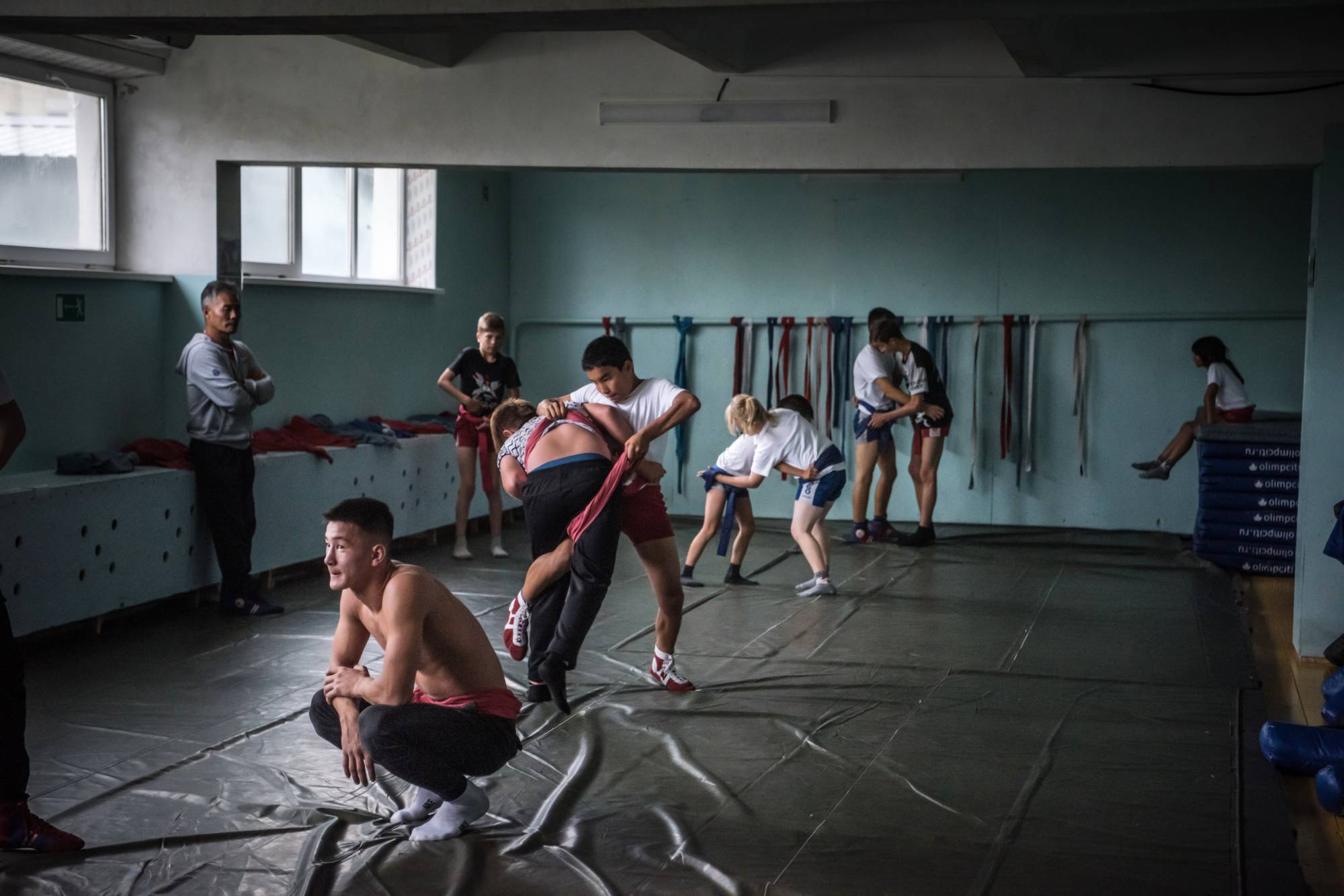 A ssireum practice, a form of Korean wrestling, outside Yuzhno-Sakhalinsk, Russia, on Oct. 4 on the island of Sakhalin, on Russia’s eastern edge. | Sergey Ponomarev/The New York Times