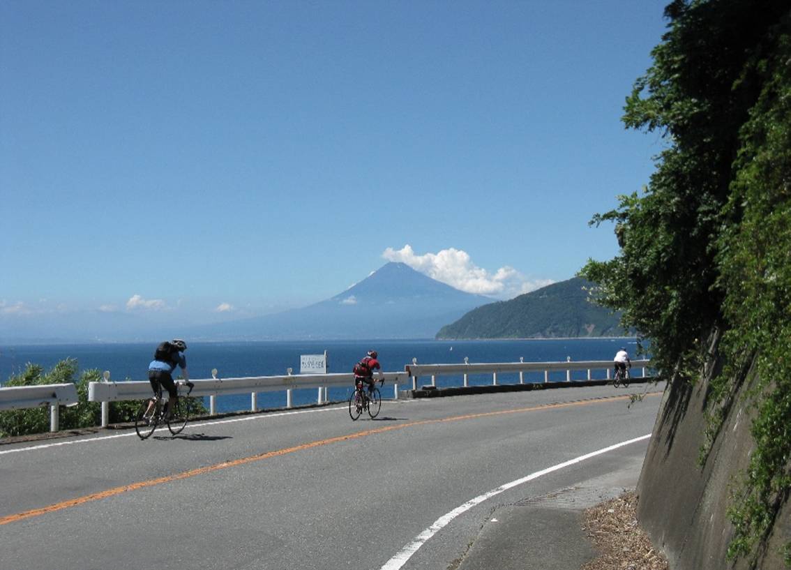Cycling enthusiasts take part in a ride co-organized by the Izu Development Association and Suruga Bank. | COURTESY OF THE IZU DEVELOPMENT ASSOCIATION