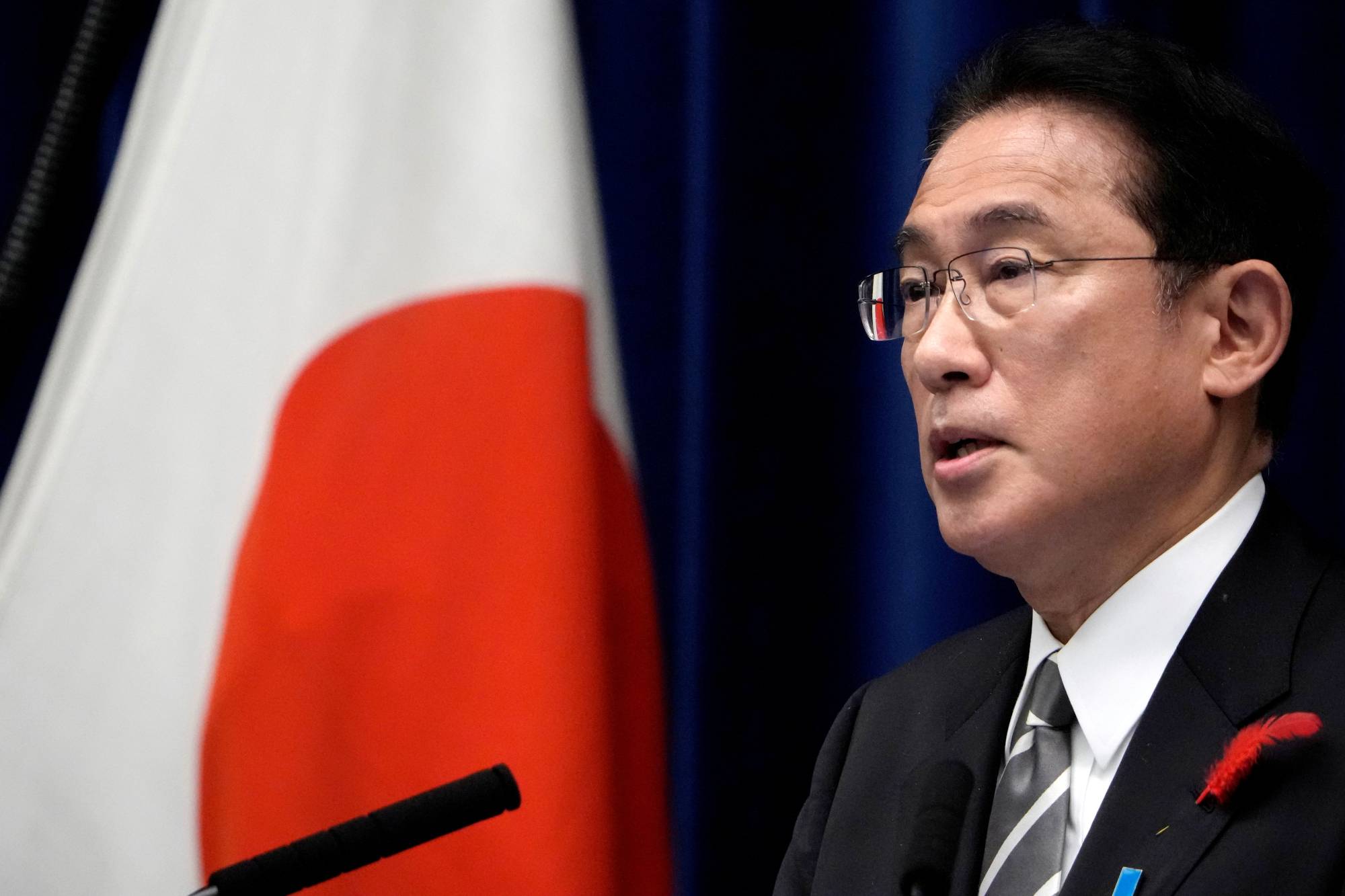Prime Minister Fumio Kishida speaks at a news conference in Tokyo on Oct. 14. | Pool / via REUTERS