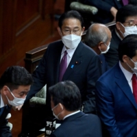Prime Minister Fumio Kishida attends a Lower House plenary session to elect the prime minister on Wednesday. | AFP-JIJI