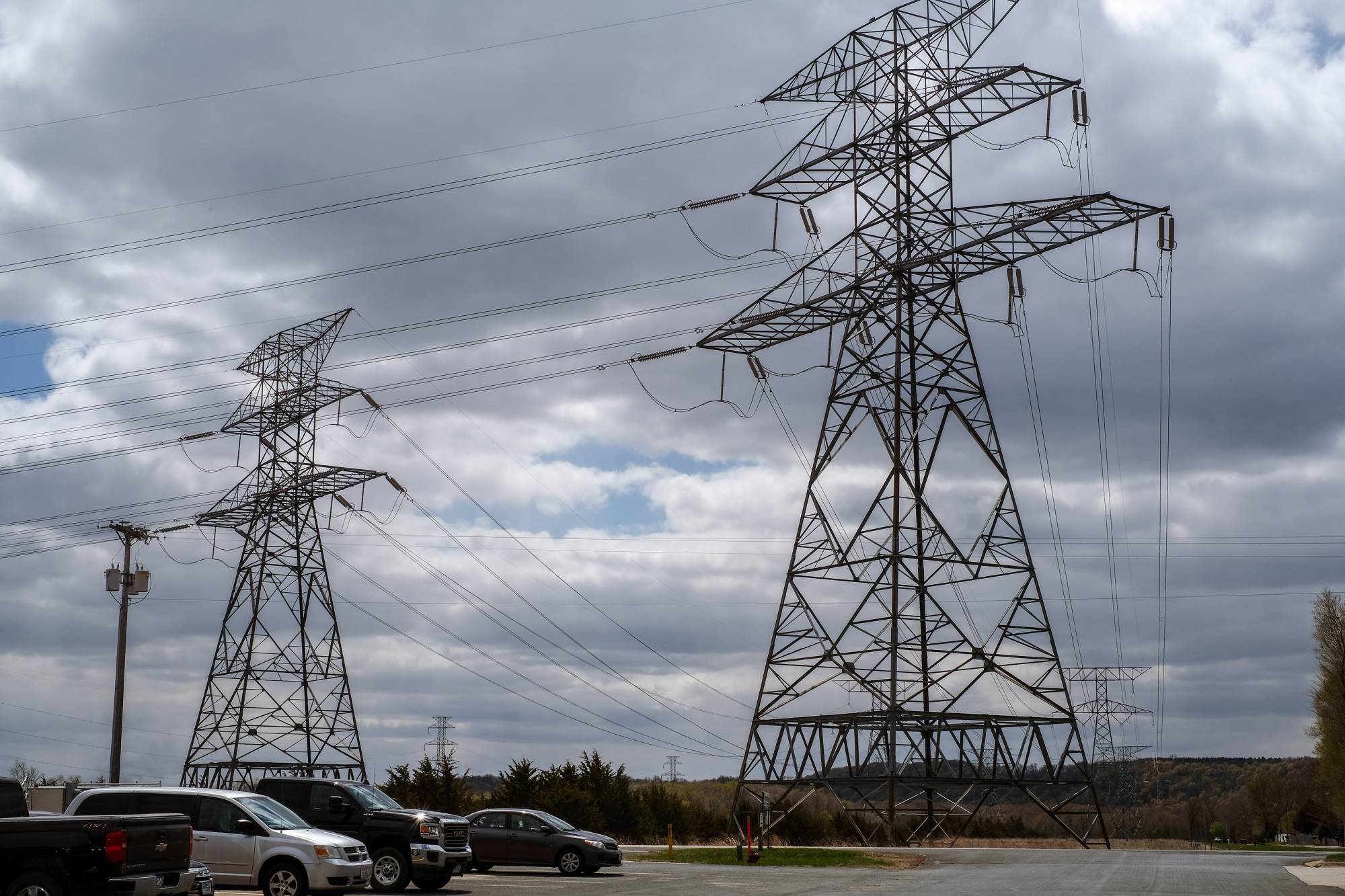 Power lines tower over Prairie Island Indian Community near Goodhue County, Minnesota | Laylah Amatullah Barrayn / The New York Times