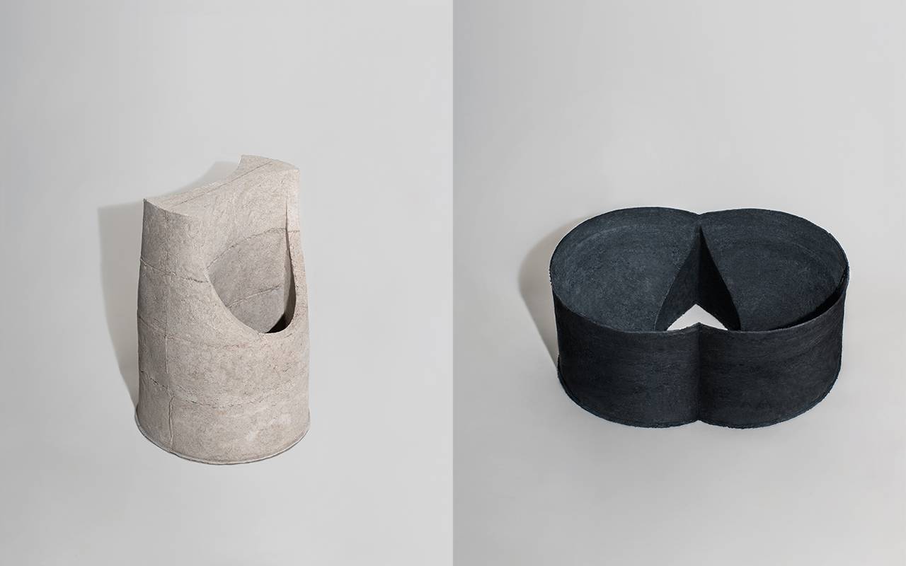 Design studio M&T’s L.F.M. (Leather Fiber Molding) desk organizers and trinket trays are made from factory waste leather that has been shredded into fibers and molded into unusual three-dimensional forms. | AYAKO ENDO 