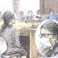 A court illustration shows Ayumi Kuboki listening to a ruling handed down at Yokohama District Court on Nov. 9. | KYODO
