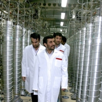 Then-Iranian President Mahmoud Ahmadinejad visits the Natanz nuclear enrichment facility near Tehran in April 2008.   | REUTERS 