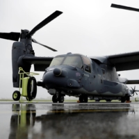 A Bell Boeing V-22 Osprey aircraft at Yokota U.S. Air Force Base in Fussa, on the outskirts of Tokyo, in May 2020. | REUTERS