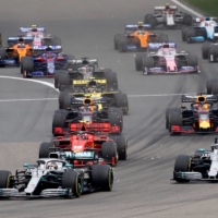 Mercedes\' Lewis Hamilton leads at the start of the Chinese Grand Prix in Shanghai in April 2019. | REUTERS