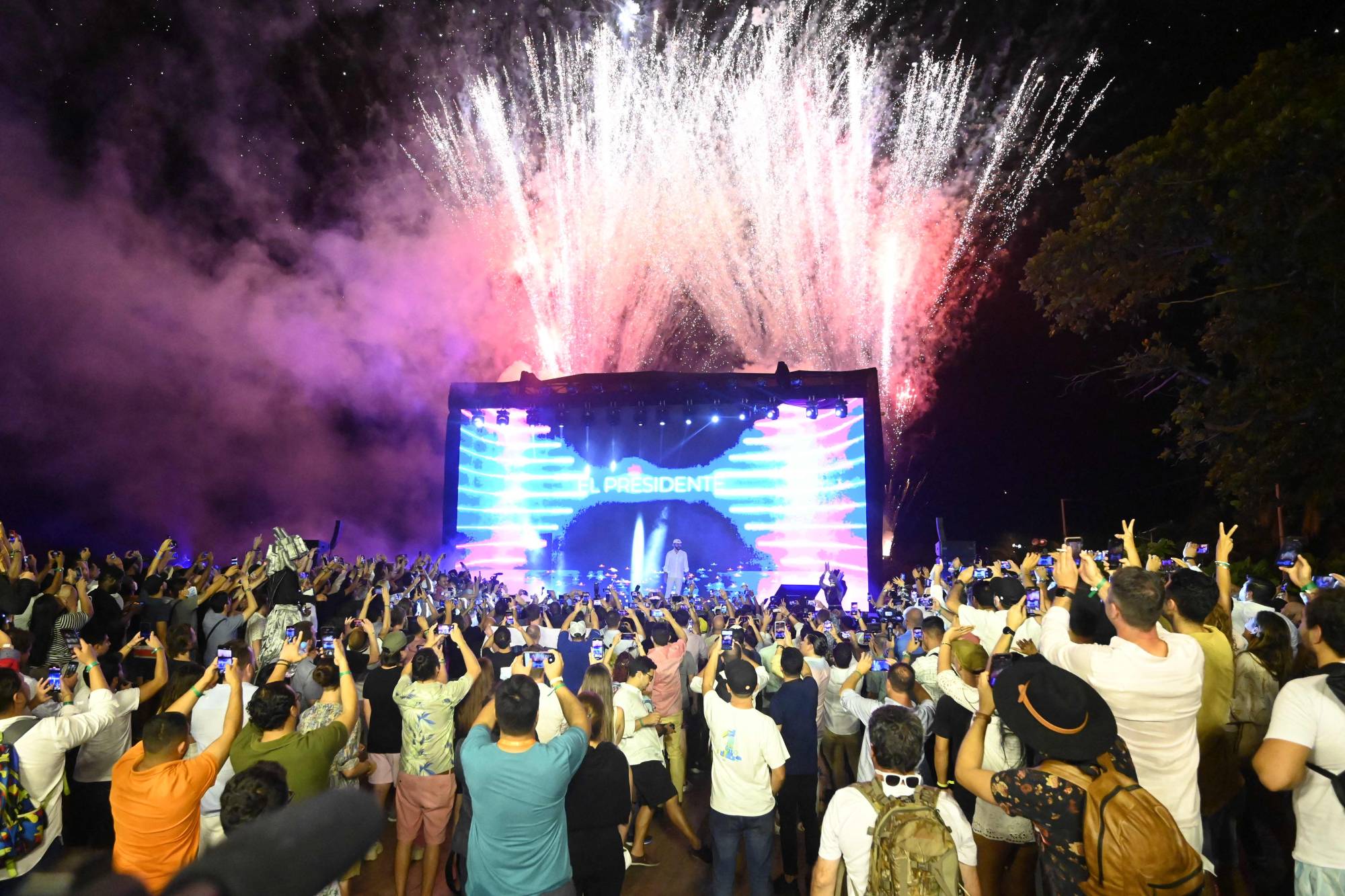 The closing ceremony of the Latin Bitcoin conference at Mizata Beach, El Salvador, on Nov. 20 | AFP-Jiji