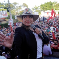Xiomara Castro, presidential candidate for the opposition Libre Party, addresses supporters during the closing rally of her electoral campaign in San Pedro Sula, Honduras, on Nov. 20. | REUTERS