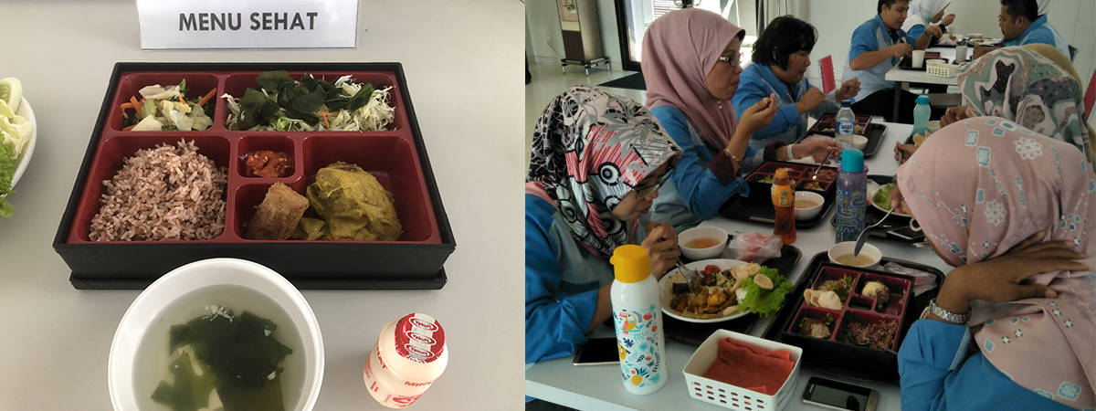 In 2019, Nutrition Japan Public Private Platform redesigned the lunch menu for Japanese factories in the Kota Deltamas industrial complex. The revamp gave employees a better balance of fats, protein and energy, as well as more vegetables. | NJPPP