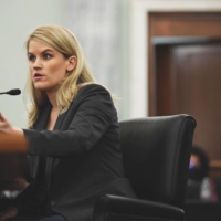 Facebook whistleblower Frances Haugen appears at a Senate hearing in Washington in October 2021. | MATT MCCLAIN / POOL / GETTY IMAGES
