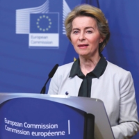 European Commission President Ursula von der Leyen unveils the Green Deal initiative to fight climate change during a press conference in Brussels in December 2019.  | ARIS OIKONOMOU / AFP / VIA GETTY IMAGES