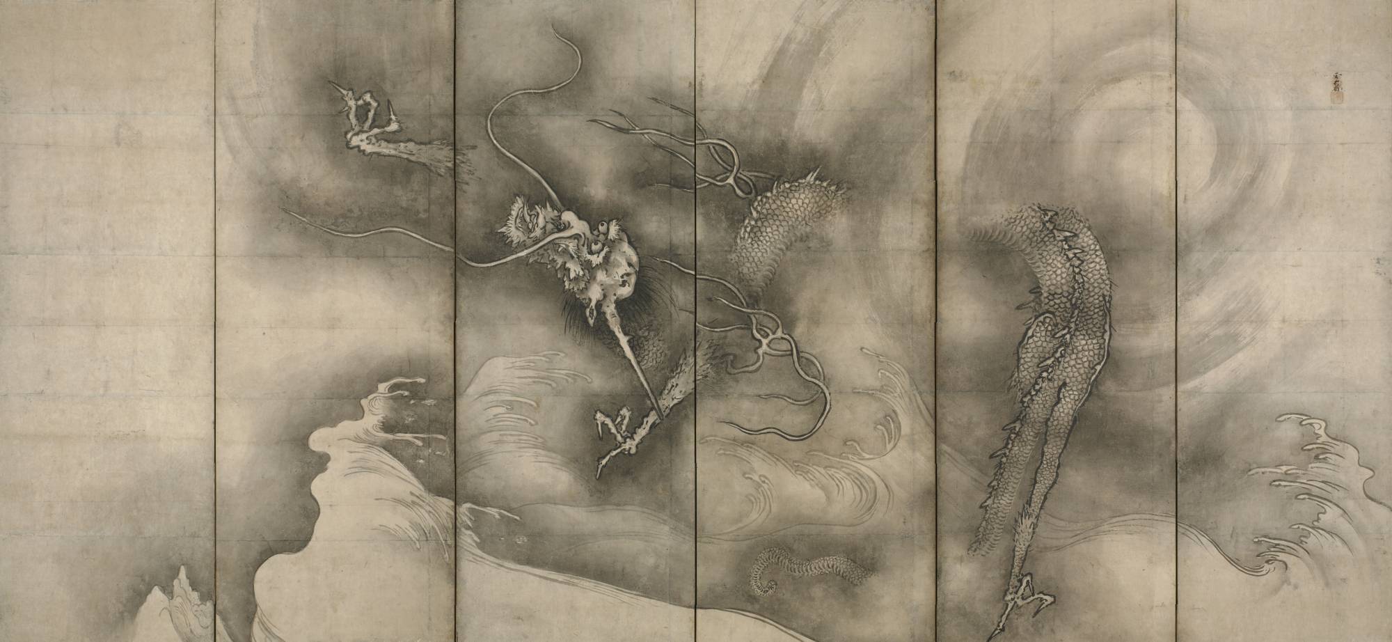 One of two screens from Sesson Shukei’s “Dragon and Tiger” (16th century) | THE CLEVELAND MUSEUM OF ART