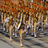 Indian Army soldiers march through the ceremonial Rajpath during the Republic Day parade in New Delhi on Jan. 26. | BLOOMBERG 