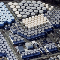 Tanks at the Fukushima No. 1 nuclear power plant storing treated radioactive water from the plant in February | KYODO
