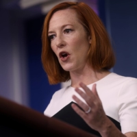 White House press secretary Jen Psaki holds a news briefing in Washington on Monday. | REUTERS