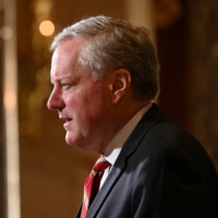 Then-White House Chief of Staff Mark Meadows speaks to reporters at the U.S. Capitol in Washington in July 2020.  | REUTERS 