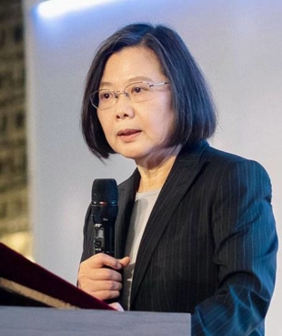 Taiwan President Tsai Ing-wen addresses an online conference hosted by think tanks of Japan, the United States and Taiwan on Tuesday. | TAIWAN PRESIDENTIAL OFFICE / VIA KYODO