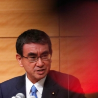 Lawmaker Taro Kono was in the news a lot this year. At one point he acted as the government’s vaccine czar, and later ran for Liberal Democratic Party president and thus for the prime minister’s job. | REUTERS
