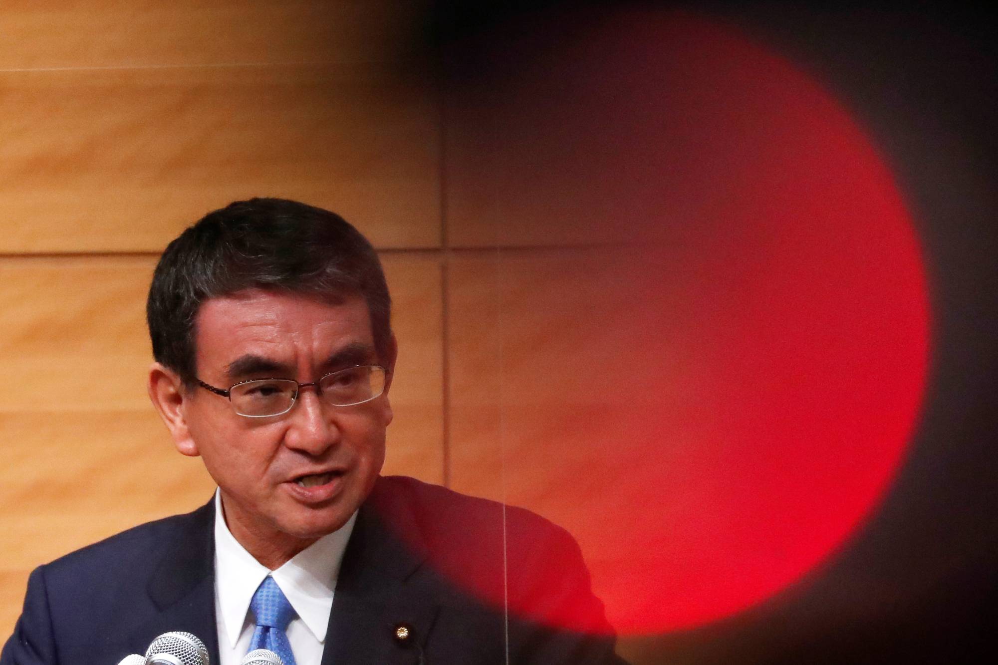 Lawmaker Taro Kono was in the news a lot this year. At one point he acted as the government’s vaccine czar, and later ran for Liberal Democratic Party president and thus for the prime minister’s job. | REUTERS