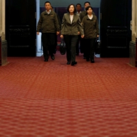 Taiwan President Tsai Ing-wen arrives at the Presidential Office in Taipei in April 2017. | REUTERS