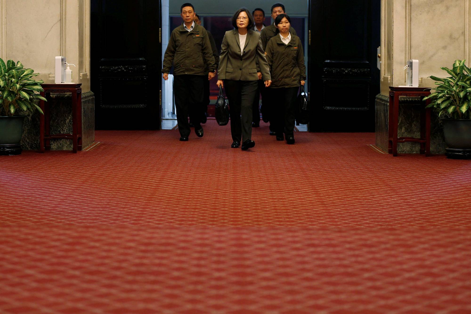 Taiwan President Tsai Ing-wen arrives at the Presidential Office in Taipei in April 2017. | REUTERS