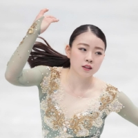 Rika Kihira performs in the women\'s free skate at the World Team Trophy figure skating competition in Osaka on April 17. | KYODO