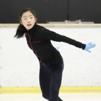 Figure skater Mone Chiba practices at Ice Rink Sendai in Sendai, Miyagi Prefecture, on Dec. 15. | KYODO
