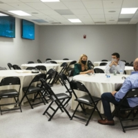 Lisa Byington (left), the first female full-time play-by-play broadcaster, preparing for a game with her broadcast team on Oct. 10. It\'s all hands on deck for the NBA to keep scheduled games on the calendar as teams and organizations face rising COVID-19 outbreaks. | TAYLOR GLASCOCK / THE NEW YORK TIMES