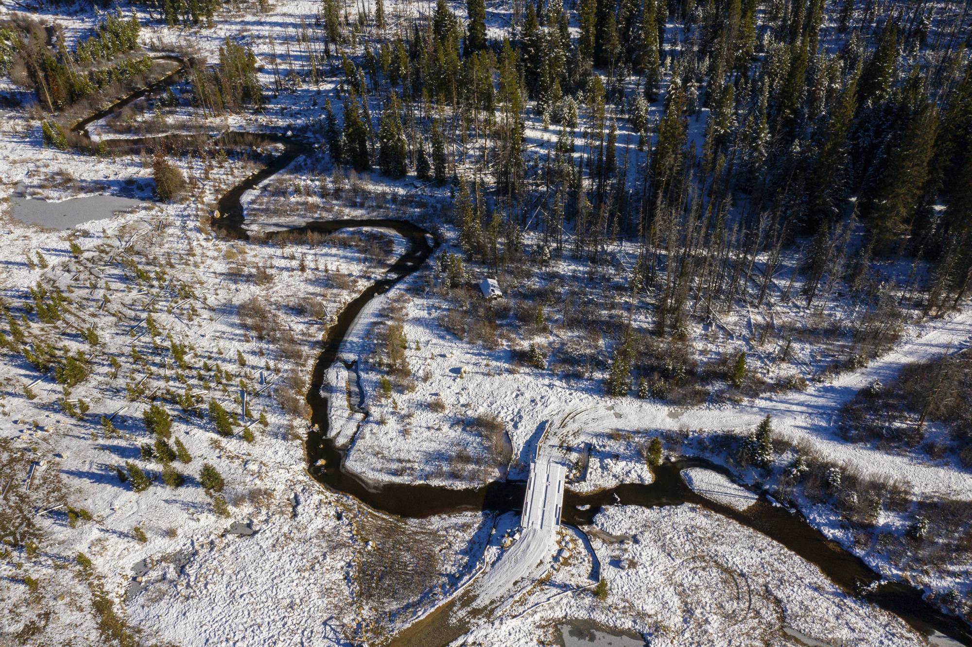 A stretch of Meadow Creek, which has been contaminated by waste from 20th-century mining operations, near the Stibnite Gold Project site in central Idaho. | Tamir Kalifa / The New York Times 