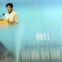 Carrie Lam, Hong Kong\'s chief executive, speaks during a news conference in Hong Kong, China, on Thursday. Hong Kong\'s biggest remaining pro-democracy news outlet closed after becoming the target of a national security investigation, capping a year of historic strokes by Beijing to silence dissent in the Asian financial center. | BLOOMBERG