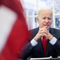 U.S. President Joe Biden speaks during a meeting with members of the White House COVID-19 Response Team at the White House in Washington on Tuesday. | REUTERS