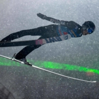 Ryoyu Kobayashi competes during the third event of the Four Hills ski jumping tournament in Bischofshofen, Austria, on Wednesday. | AFP-JIJI