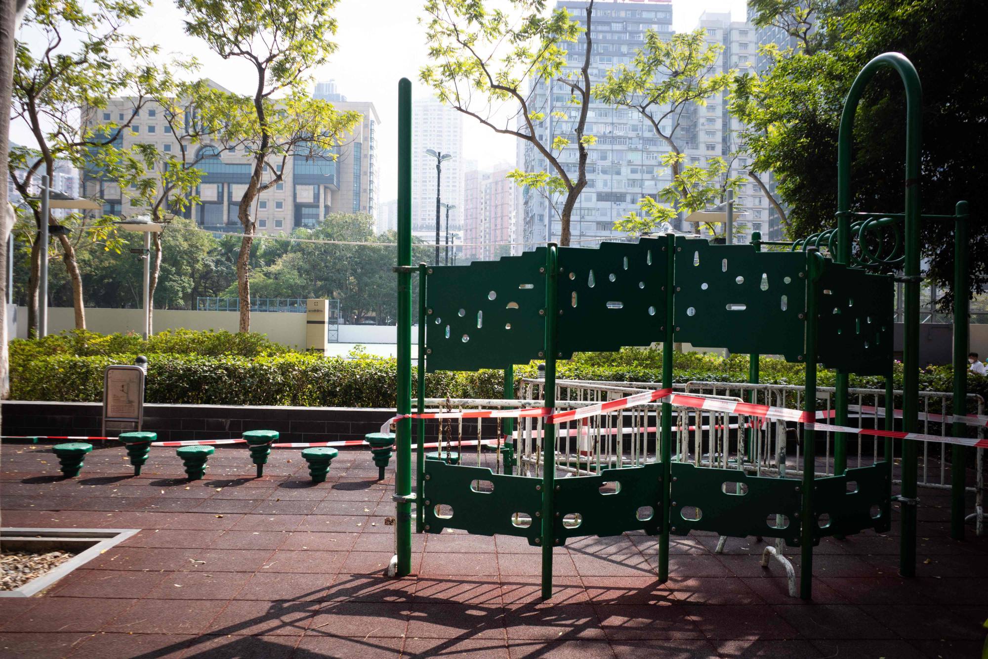 A playground is closed in Hong Kong's Victoria Park on Jan. 8. | AFP-JIJI