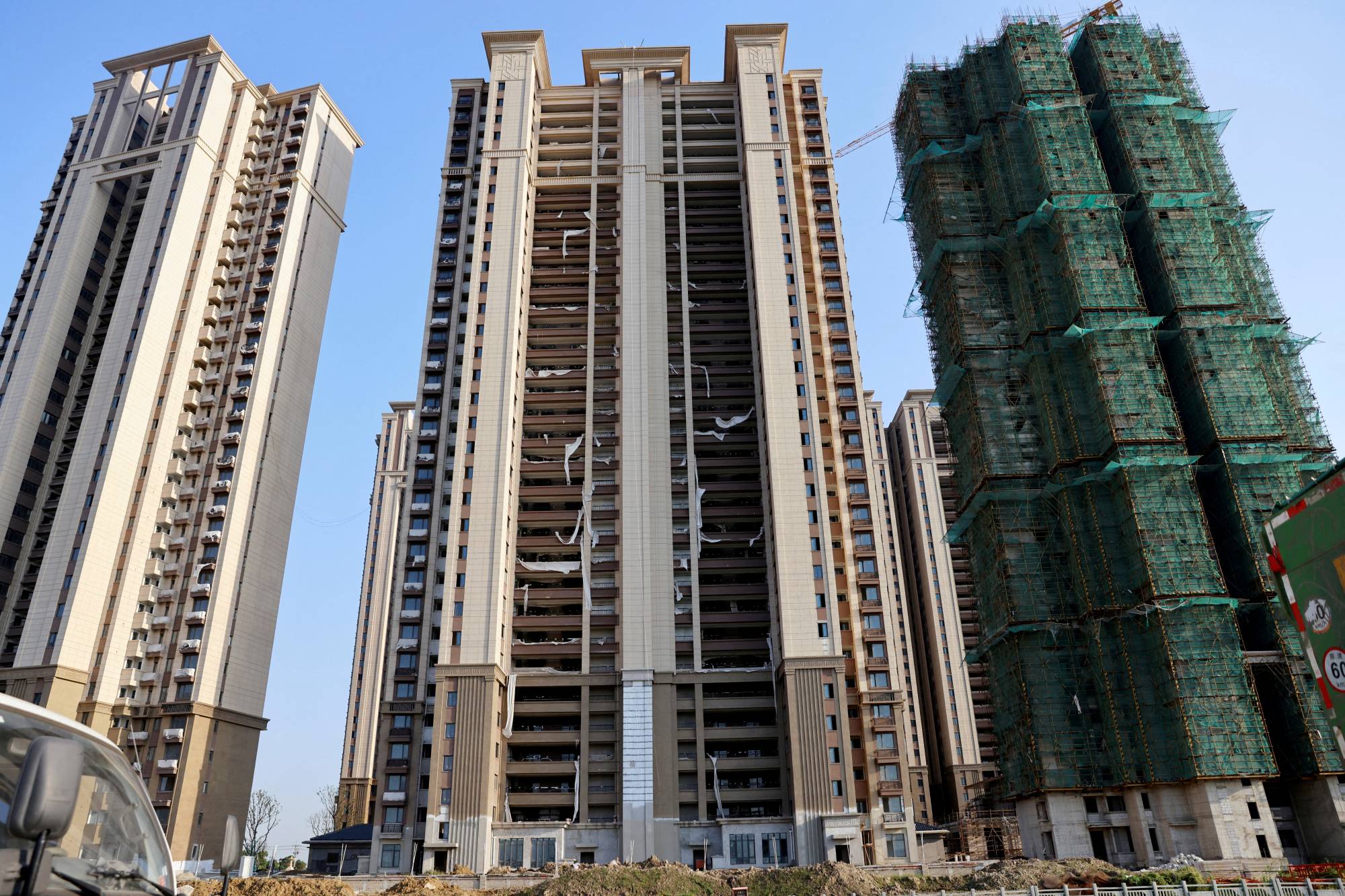 Residential buildings under construction at Evergrande Cultural Tourism City, a project developed by China Evergrande Group, in Taicang, Jiangsu province, China, in September. | REUTERS