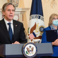 U.S. Secretary of State Antony Blinken delivers remarks on Havana syndrome, cases of which U.S. officials refer to as \"anomalous health incidents\", in the Benjamin Franklin Room of the State Department in Washington in November 2021. | REUTERS